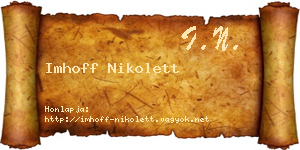 Imhoff Nikolett névjegykártya